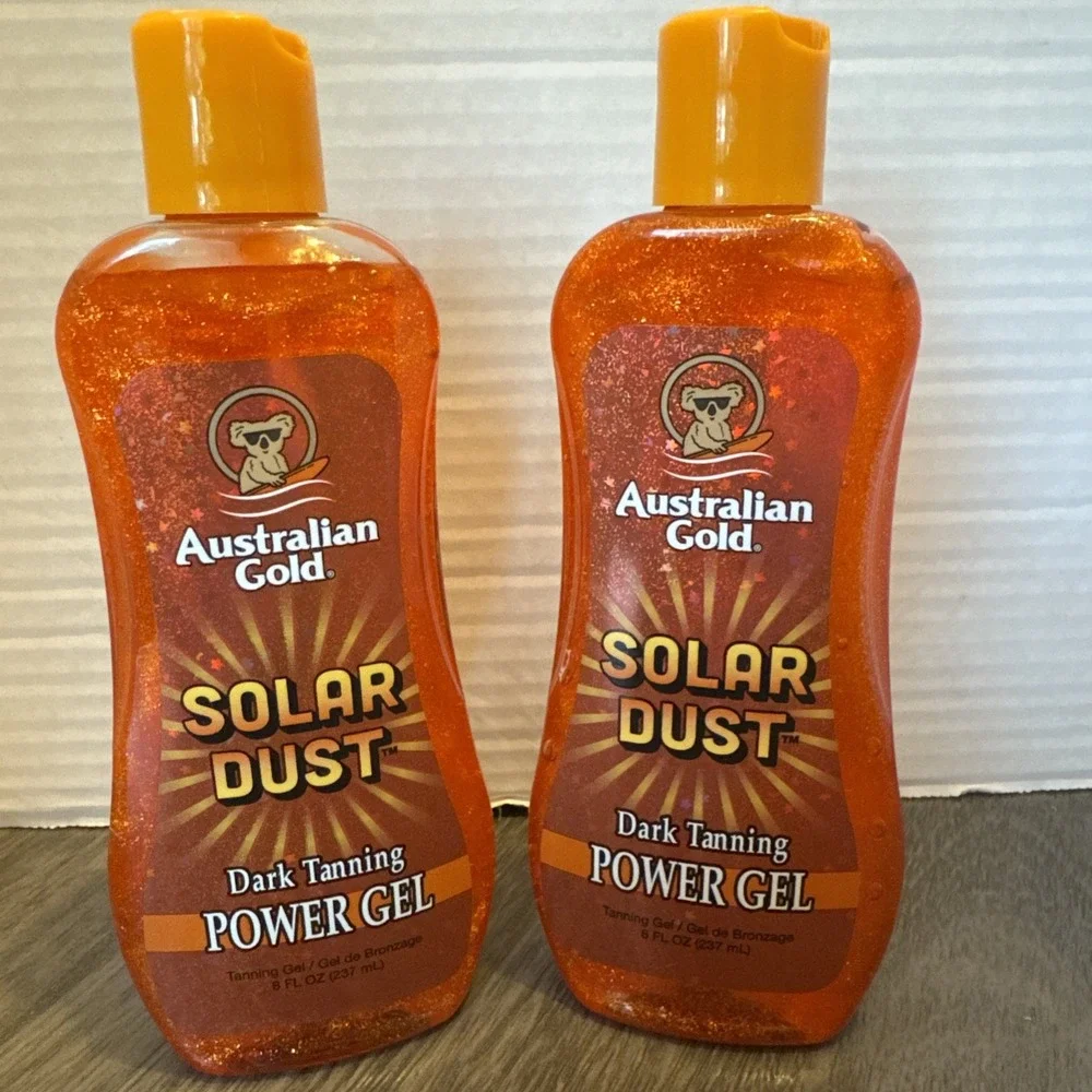 Australian Gold Solar Dust Tanning Gel – 2-Pack (8 oz) Golden Shimmer Non-Greasy